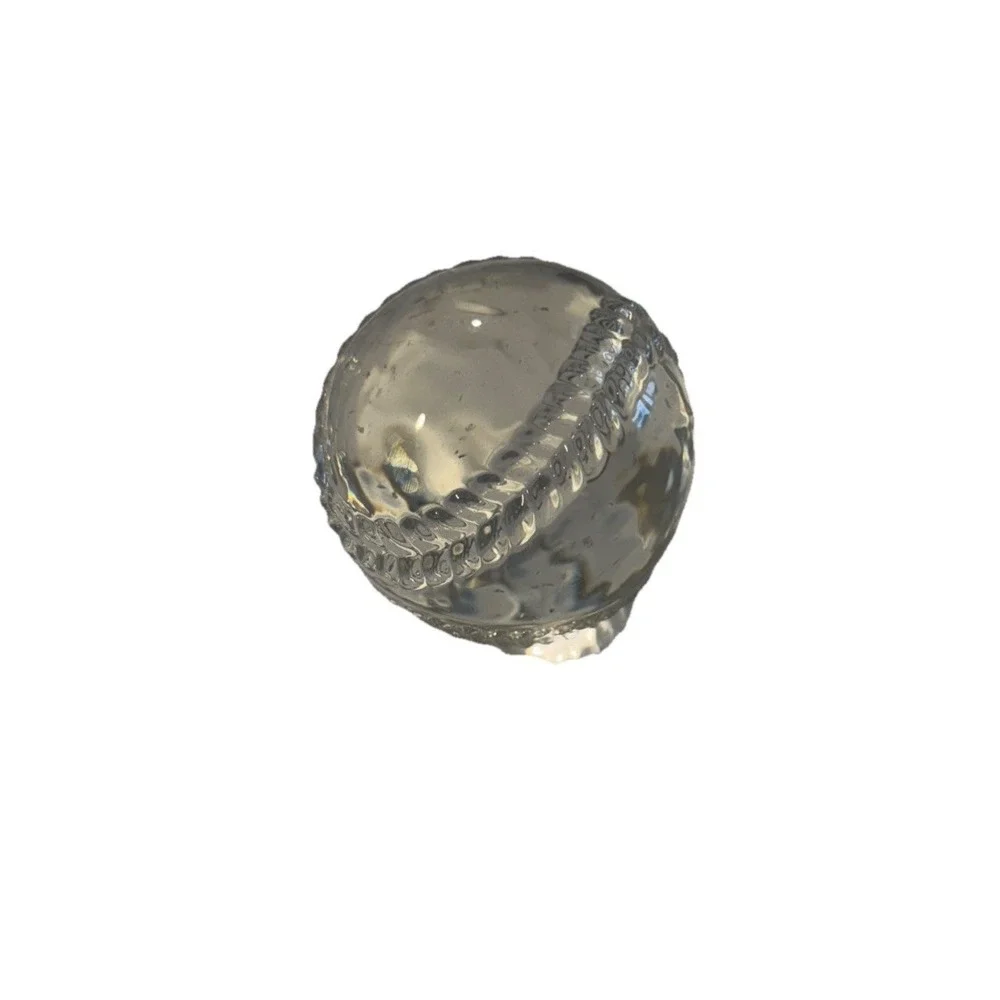 Baseball Paperweight Clear Glass Decorative Sports Collectible Work Desk Item